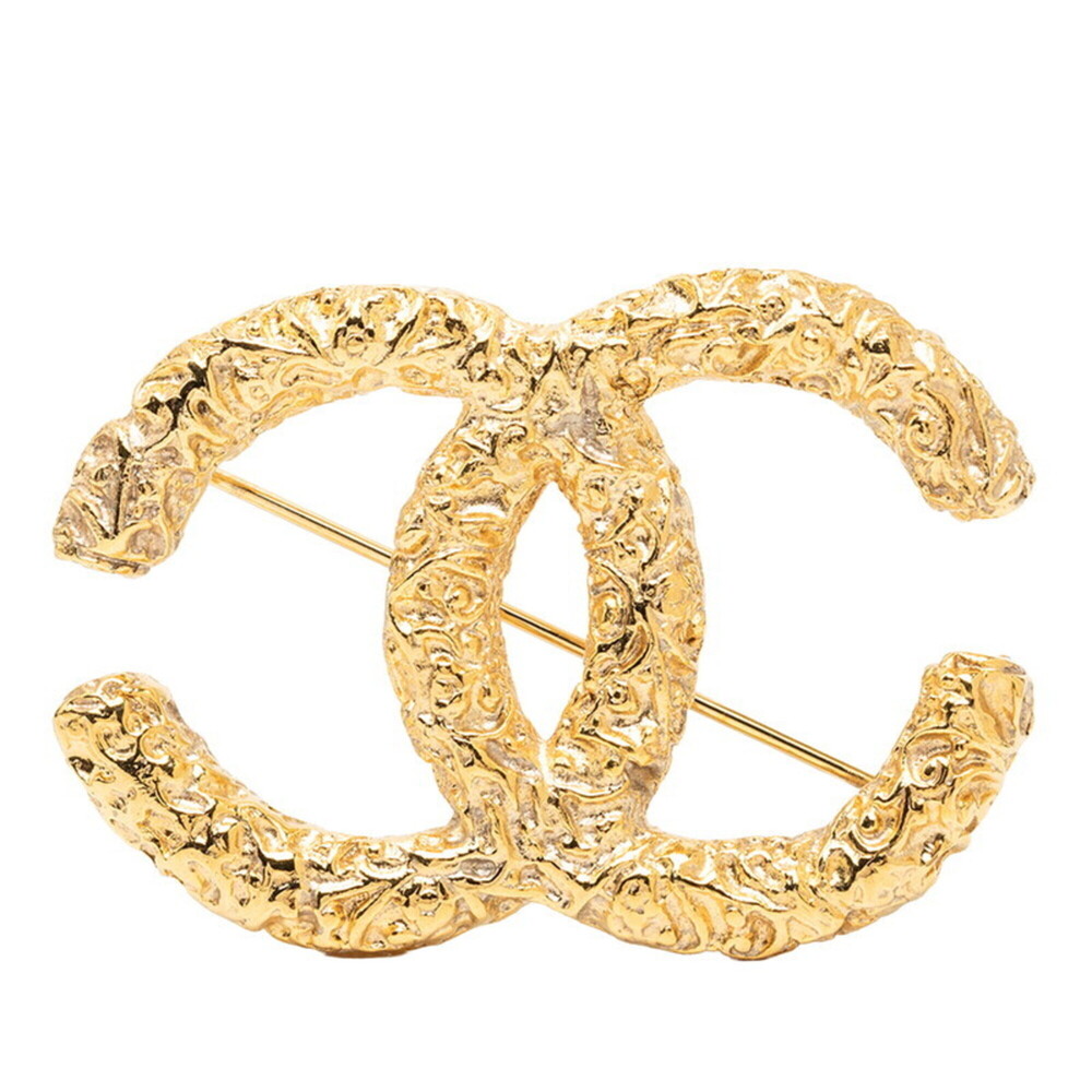 CHANEL Vintage Gold Logo Brooch